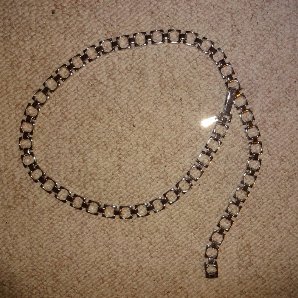Calvin Klein Square Silver Disco Chain Belt Vintage Hippie Boho Western 1970's